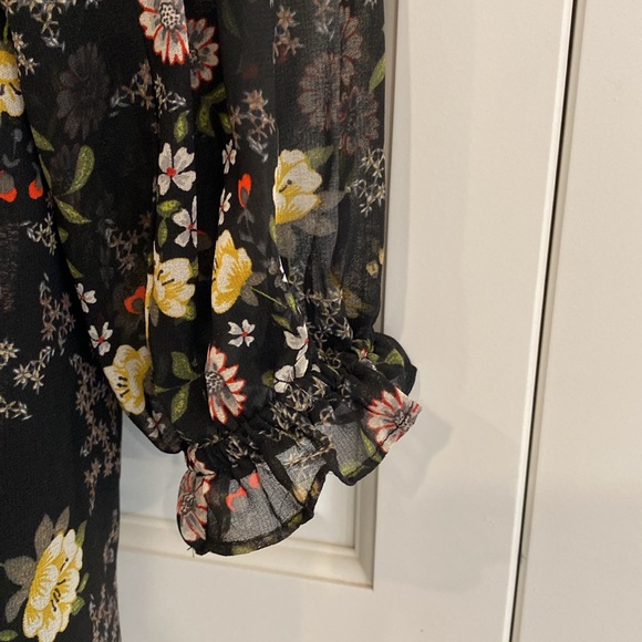 Short dress. Sheer sleeves. Liner for body. Cute flower pattern. Smoke free home - Picture 4 of 9